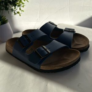 Betula by Birkenstock Arizona Leather Sandals In Blue-Sz W 9-M 7